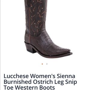 Lucchese Women's Sienna Burnished Ostrich Leg Snip Toe Western Boots